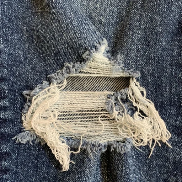 Levis Wedgie Straight Size 24 Distressed Dark Wash Button Fly Jeans - Picture 9 of 11